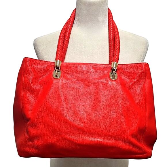 Cole Haan Womens Large Red 6 Compartment Gold Accent Hand Shoulder Bag 13x10x6 - Picture 2 of 12